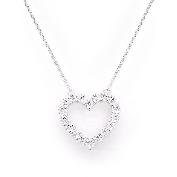 Heart Necklace Silver Necklace for Women Silver Heart Pendant Necklaces Cubic